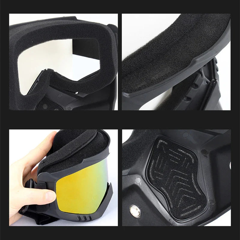2-in-1 Outdoor Sport Windproof Mask &amp; Goggles - HD Motorcycle Riding Glasses for Snowboarding &amp; Cycling