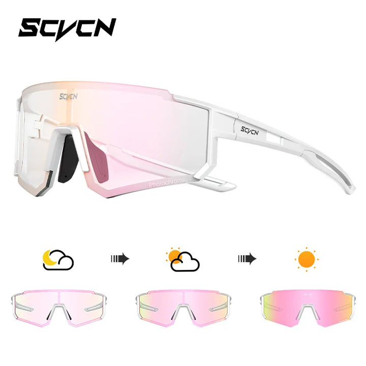 SCVCN S1411 Professional Cycling Sunglasses - UV400 Protection Wide View Eyewear - Lightweight TR-90 Sports Glasses for MTB &amp; Road Biking