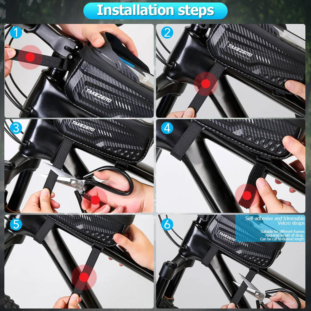 NEWBOLER Waterproof Bike Frame Bag - Sensitive TPU Touch Screen Tube Bag for 6.5" Phones