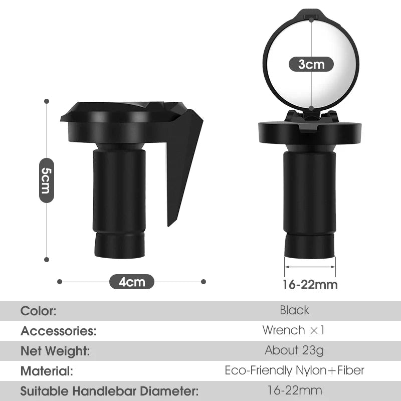 WEST BIKING HD Convex Bike Mirror - 360° Adjustable Universal Wide-Angle Mirror