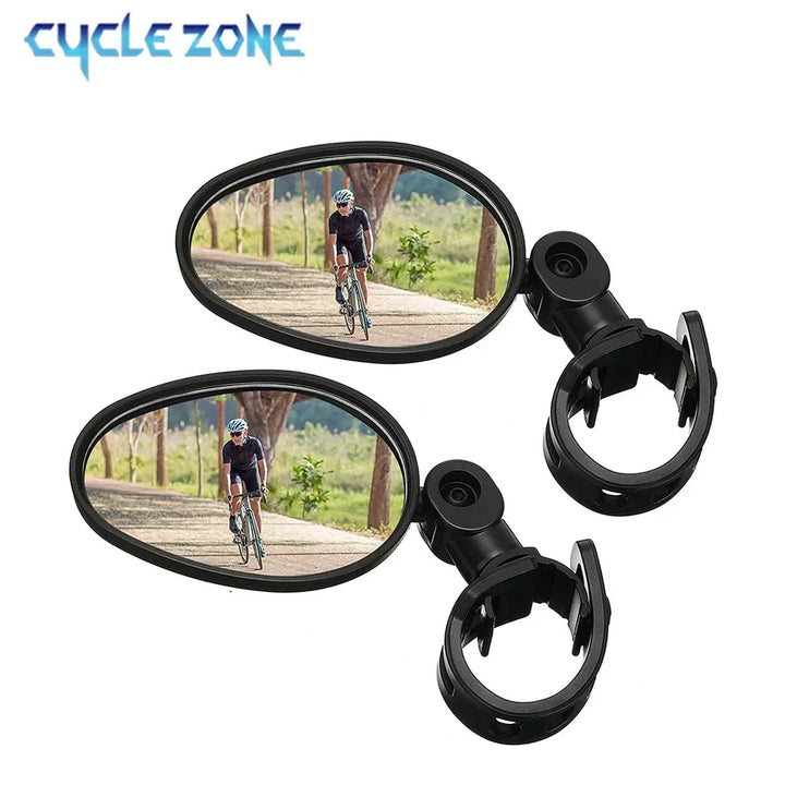 2PCS Universal Bicycle Rearview Mirror - 360° Rotatable Convex HD Mirror - Wide Angle Safety Reflector for MTB, Road Bike &amp; E-Bike
