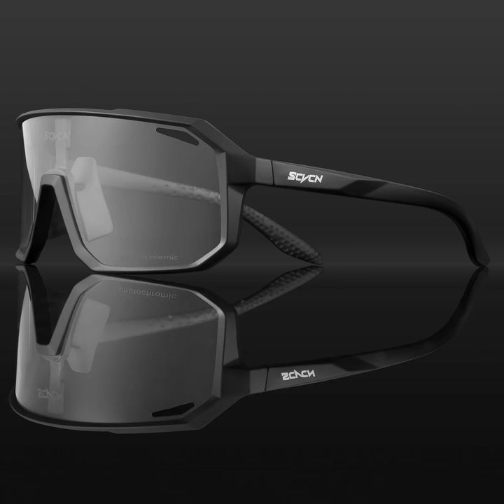 SCVCN Photochromic Cycling Sunglasses - Intelligent Lens Color Change - UV400 Protection TR-90 Frame for Road &amp; MTB Racing