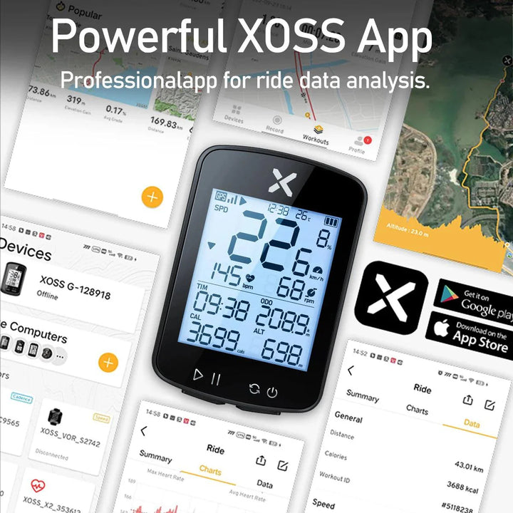 XOSS G+ G2 Smart GPS Bike Computer - 2nd Generation Wireless Cycling Speedometer with ANT+ &amp; Bluetooth for Strava Sync