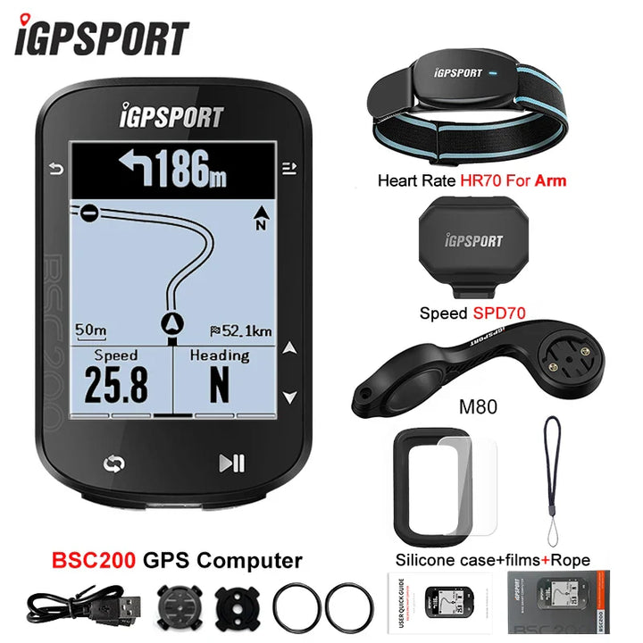 iGPSPORT BSC200 Smart GPS Bike Computer - Route Navigation, 30H Battery, ANT+ &amp; Bluetooth Wireless Speedometer