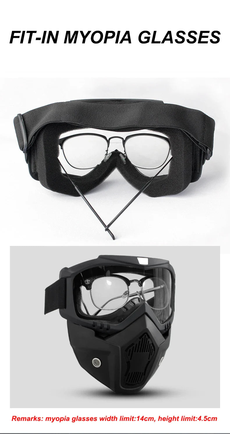 2-in-1 Outdoor Sport Windproof Mask &amp; Goggles - HD Motorcycle Riding Glasses for Snowboarding &amp; Cycling