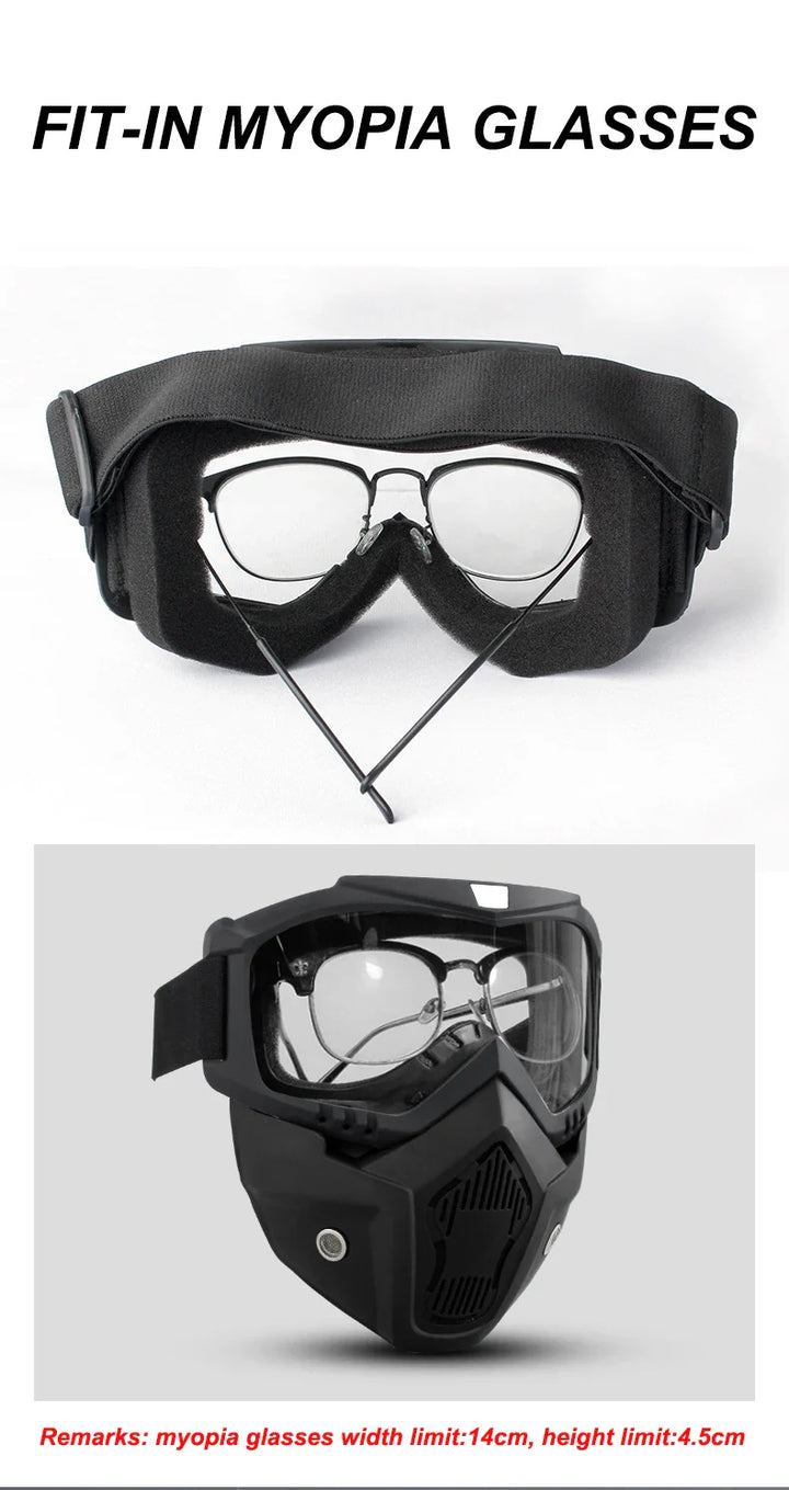 2-in-1 Outdoor Sport Windproof Mask &amp; Goggles - HD Motorcycle Riding Glasses for Snowboarding &amp; Cycling