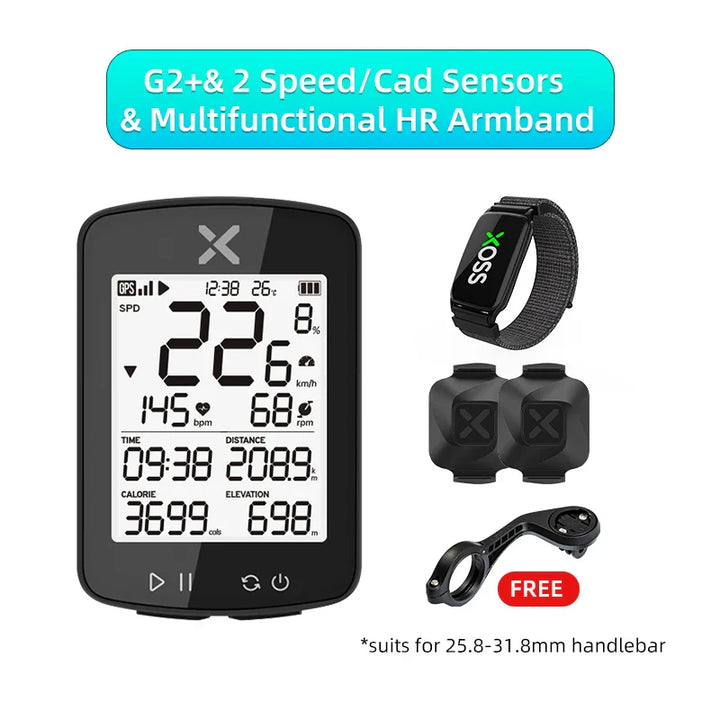 XOSS G2 Plus Wireless GPS Bike Computer, ANT+ Bluetooth Speedometer with Strava Sync