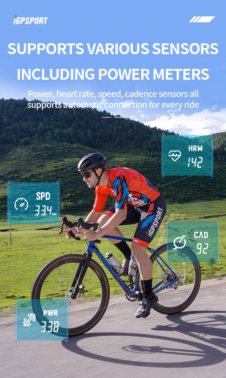 iGPSPORT BSC100S GPS Bike Computer - 2.6" LCD Wireless Speedometer - 40H Battery Life &amp; Type-C Charging - IPX7 Waterproof Cycling Odometer