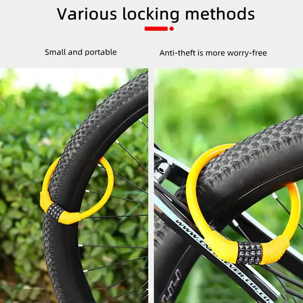 4-Digit Combination Bicycle Ring Lock - High Strength Zinc Alloy Cable Lock - Portable Anti-Theft Security for MTB, Road Bike &amp; E-Bike