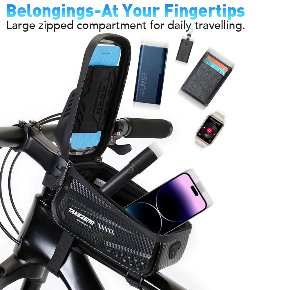 NEWBOLER Waterproof Bike Frame Bag - Sensitive TPU Touch Screen Tube Bag for 6.5" Phones