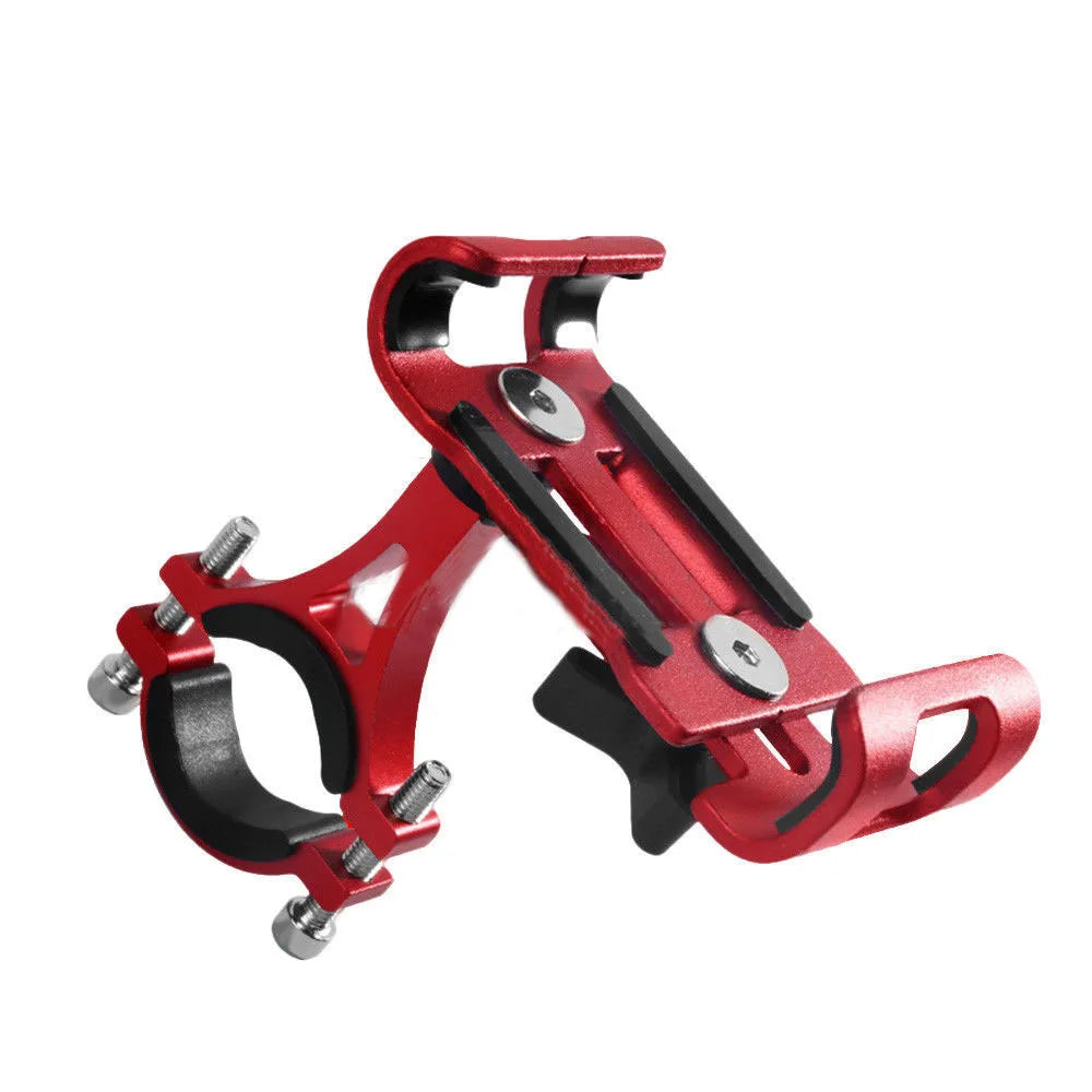 Universal Aluminum Alloy Bike Phone Holder - Anti-Slip Mechanical Lock Mount - Metal Motorcycle GPS Clip for 4.0"-6.5" Smartphones