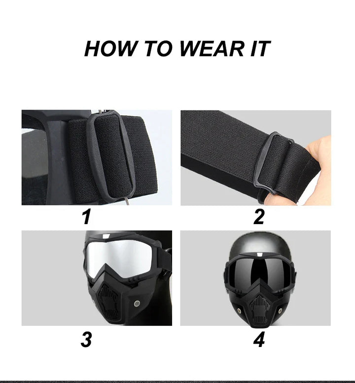 2-in-1 Outdoor Sport Windproof Mask &amp; Goggles - HD Motorcycle Riding Glasses for Snowboarding &amp; Cycling