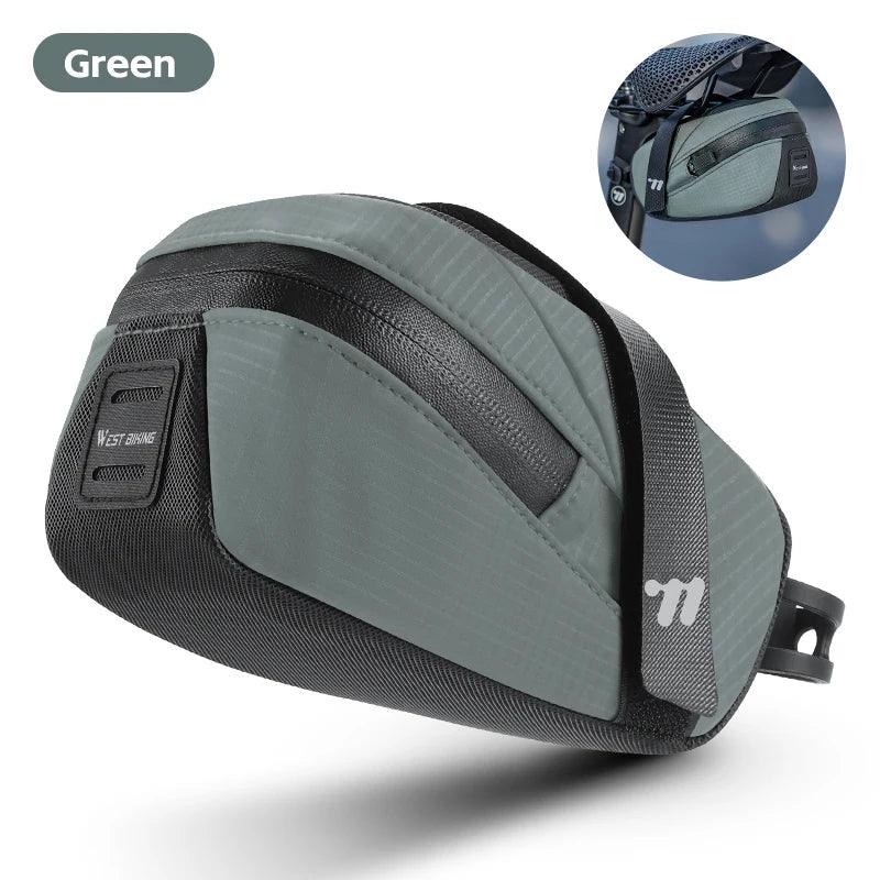West Biking Ultralight Bike Saddle Bag - 58g Compact Seat Tail Pouch - Rainproof Bicycle Tool Organizer with Tail Light Loop