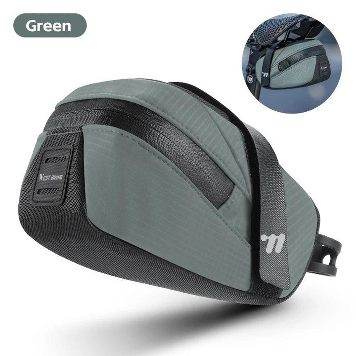West Biking Ultralight Bike Saddle Bag - 58g Compact Seat Tail Pouch - Rainproof Bicycle Tool Organizer with Tail Light Loop