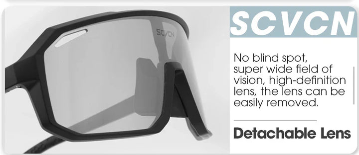 SCVCN Photochromic Cycling Sunglasses - Smart Color-Change Lens - UV400 TR-90 Ultralight Eyewear for MTB, Road Bike &amp; Running