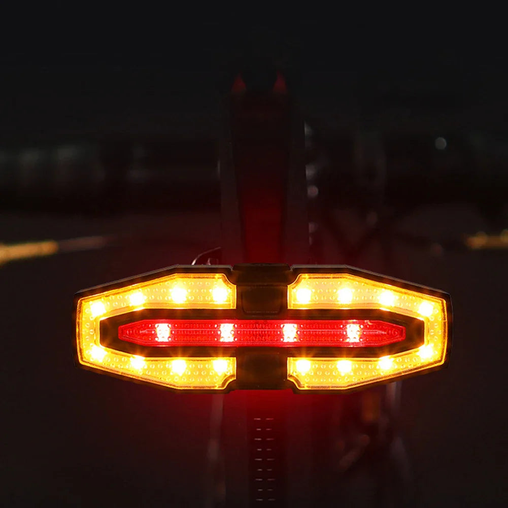 Wireless Remote Control Bicycle Tail Light - Smart Turn Signals &amp; 120dB Audible Horn - USB Rechargeable LED Bike Back Light for Night Riding Safety