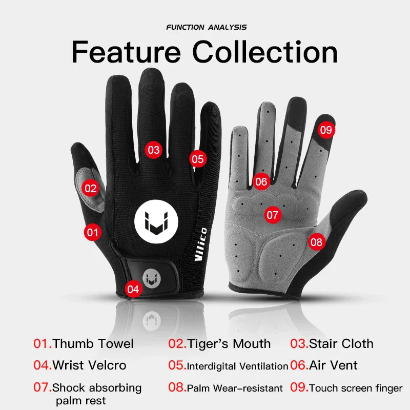 Professional Full Finger Cycling Gloves - Anti-Slip &amp; Sweatproof MTB Road Bike Mittens for Men &amp; Women