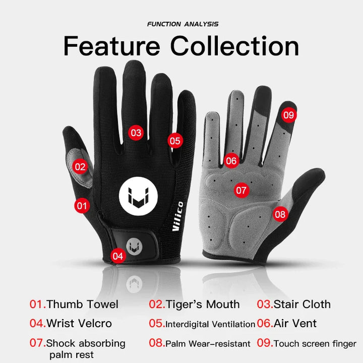 Professional Full Finger Cycling Gloves - Anti-Slip &amp; Sweatproof MTB Road Bike Mittens for Men &amp; Women