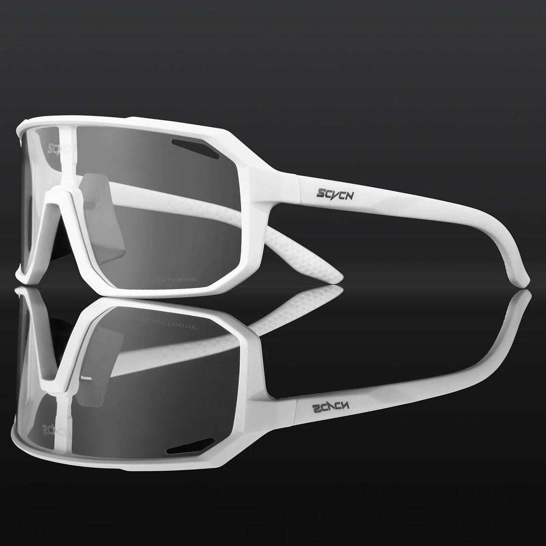 SCVCN Photochromic Cycling Sunglasses - Intelligent Lens Color Change - UV400 Protection TR-90 Frame for Road &amp; MTB Racing