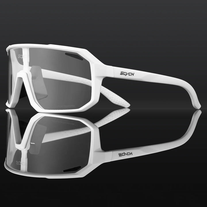 SCVCN Photochromic Cycling Sunglasses - Intelligent Lens Color Change - UV400 Protection TR-90 Frame for Road &amp; MTB Racing