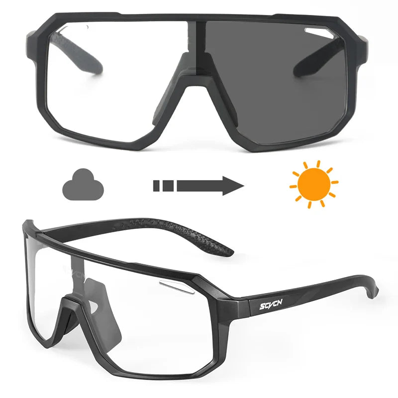 SCVCN Photochromic Cycling Sunglasses - Smart Color-Change Lens - UV400 TR-90 Ultralight Eyewear for MTB, Road Bike &amp; Running