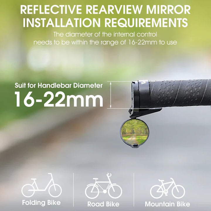 WEST BIKING HD Convex Bike Mirror - 360° Adjustable Universal Wide-Angle Mirror