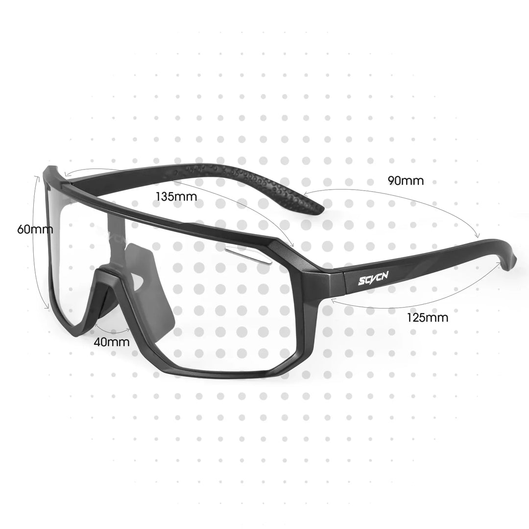 SCVCN Photochromic Cycling Sunglasses - Intelligent Lens Color Change - UV400 Protection TR-90 Frame for Road &amp; MTB Racing