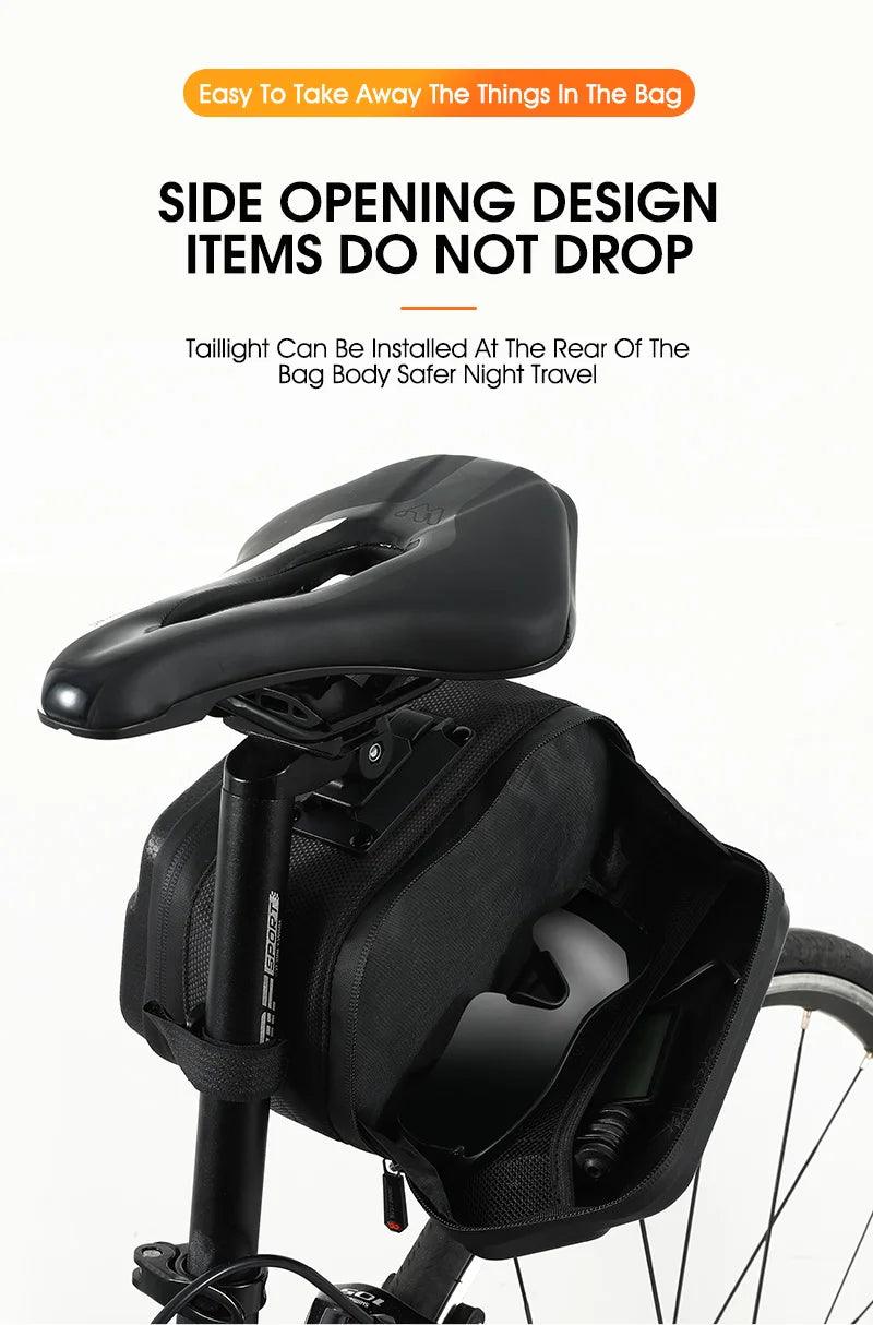 WEST BIKING 100% Waterproof Bicycle Saddle Bag - Seamless Weld Under Seat Storage - Reflective Rainproof MTB &amp; Road Bike Tool Pouch