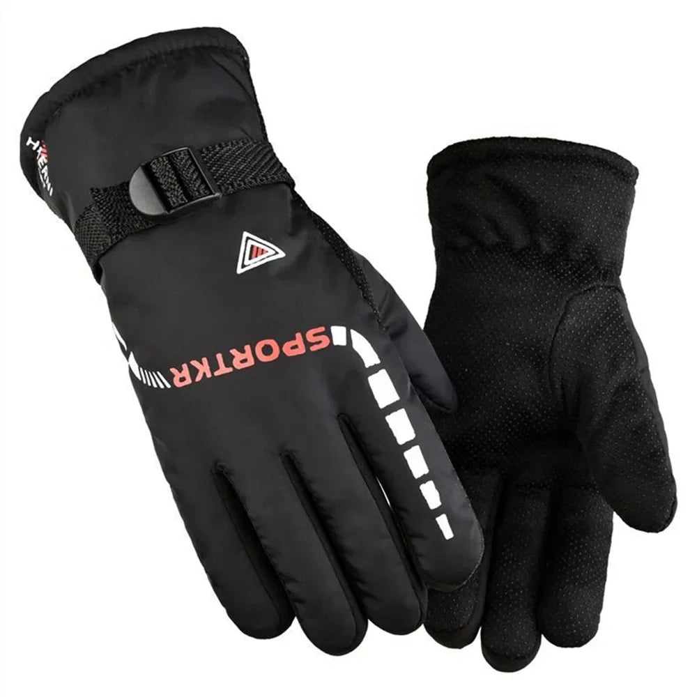 Unisex Winter Thermal Gloves - Thickened Fleece Lining - Waterproof &amp; Windproof Full Finger Mittens for Skiing, Running &amp; Cycling