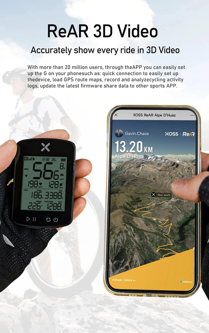 XOSS G+ G2 Smart GPS Bike Computer - 2nd Generation Wireless Cycling Speedometer with ANT+ &amp; Bluetooth for Strava Sync