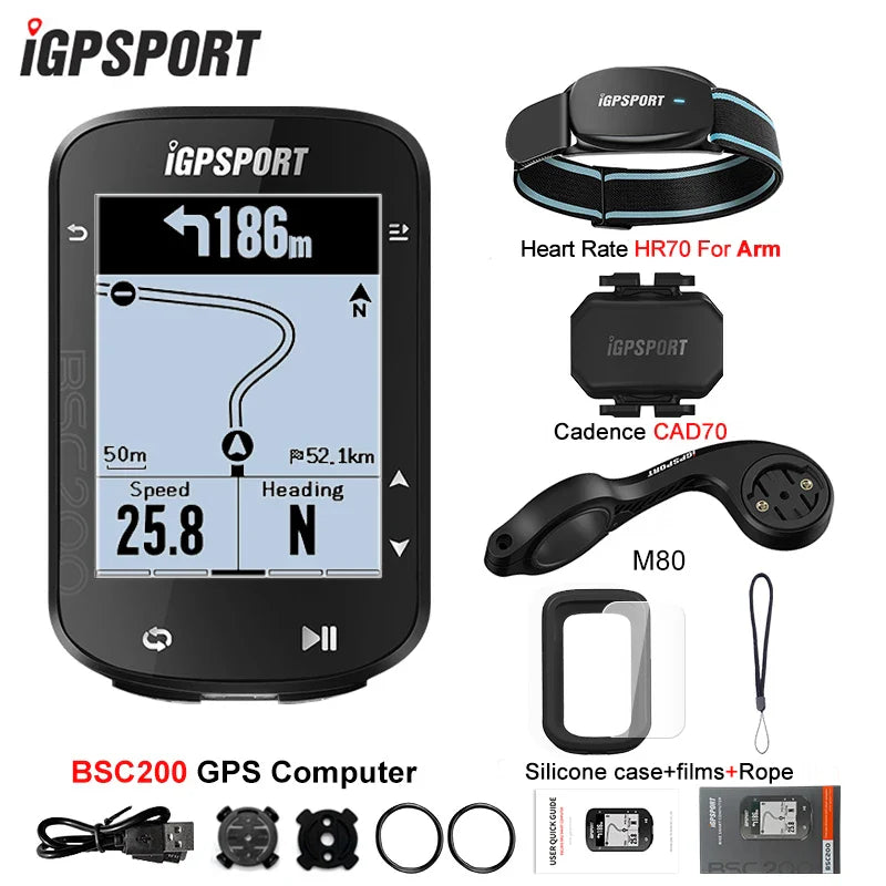 iGPSPORT BSC200 Smart GPS Bike Computer - Route Navigation, 30H Battery, ANT+ &amp; Bluetooth Wireless Speedometer