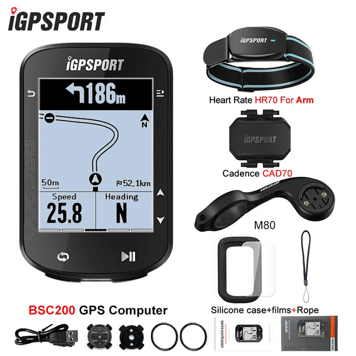 iGPSPORT BSC200 Smart GPS Bike Computer - Route Navigation, 30H Battery, ANT+ &amp; Bluetooth Wireless Speedometer