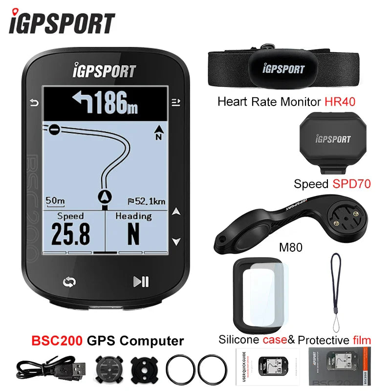 iGPSPORT BSC200 Smart GPS Bike Computer - Route Navigation, 30H Battery, ANT+ &amp; Bluetooth Wireless Speedometer