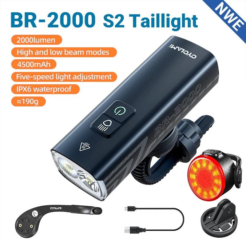 CYCLAMI Super Bright Bike Front Light - IPX6 Waterproof LED Headlight - Type-C Rechargeable Night Riding Safety Lamp for MTB &amp; Road