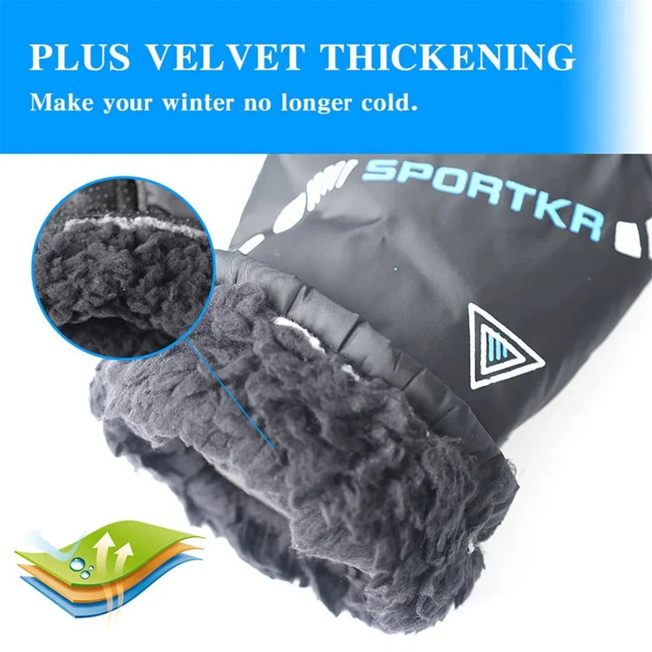 Unisex Winter Thermal Gloves - Thickened Fleece Lining - Waterproof &amp; Windproof Full Finger Mittens for Skiing, Running &amp; Cycling