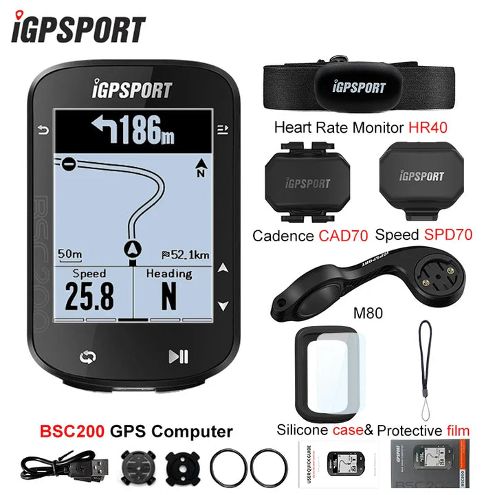 iGPSPORT BSC200 Smart GPS Bike Computer - Route Navigation, 30H Battery, ANT+ &amp; Bluetooth Wireless Speedometer