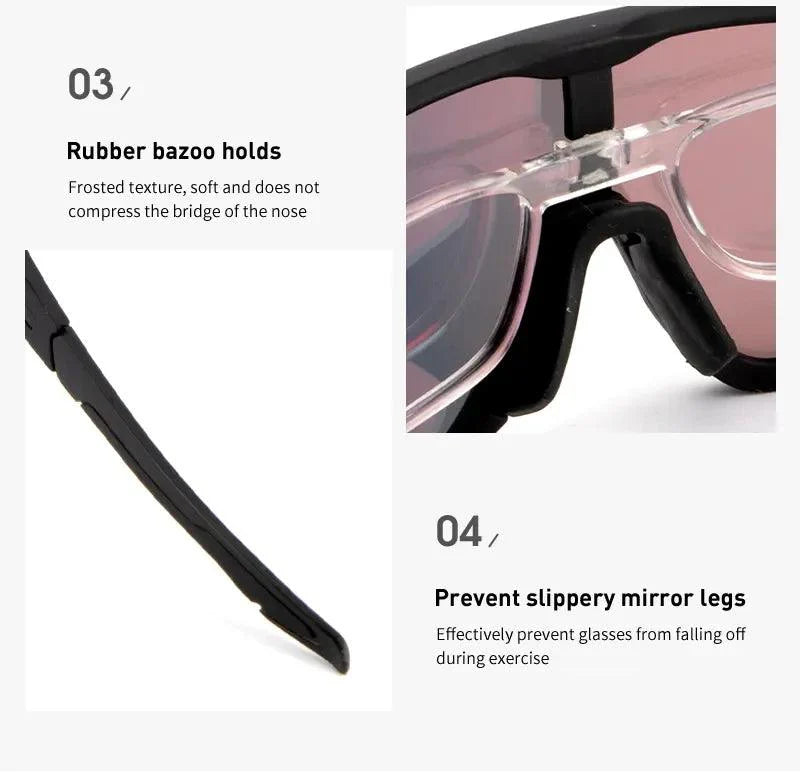 Kapvoe Professional Cycling Glasses - UV400 Protection MTB Eyewear - Lightweight TR90 Sport Sunglasses for Road &amp; Mountain Bike