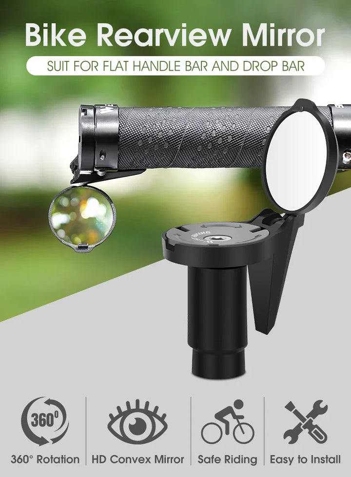 WEST BIKING HD Convex Bike Mirror - 360° Adjustable Universal Wide-Angle Mirror