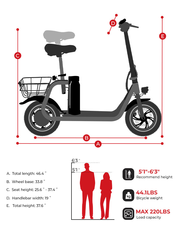 Samebike SM-C01 Foldable Electric Scooter with Seat and Colorful LCD Display