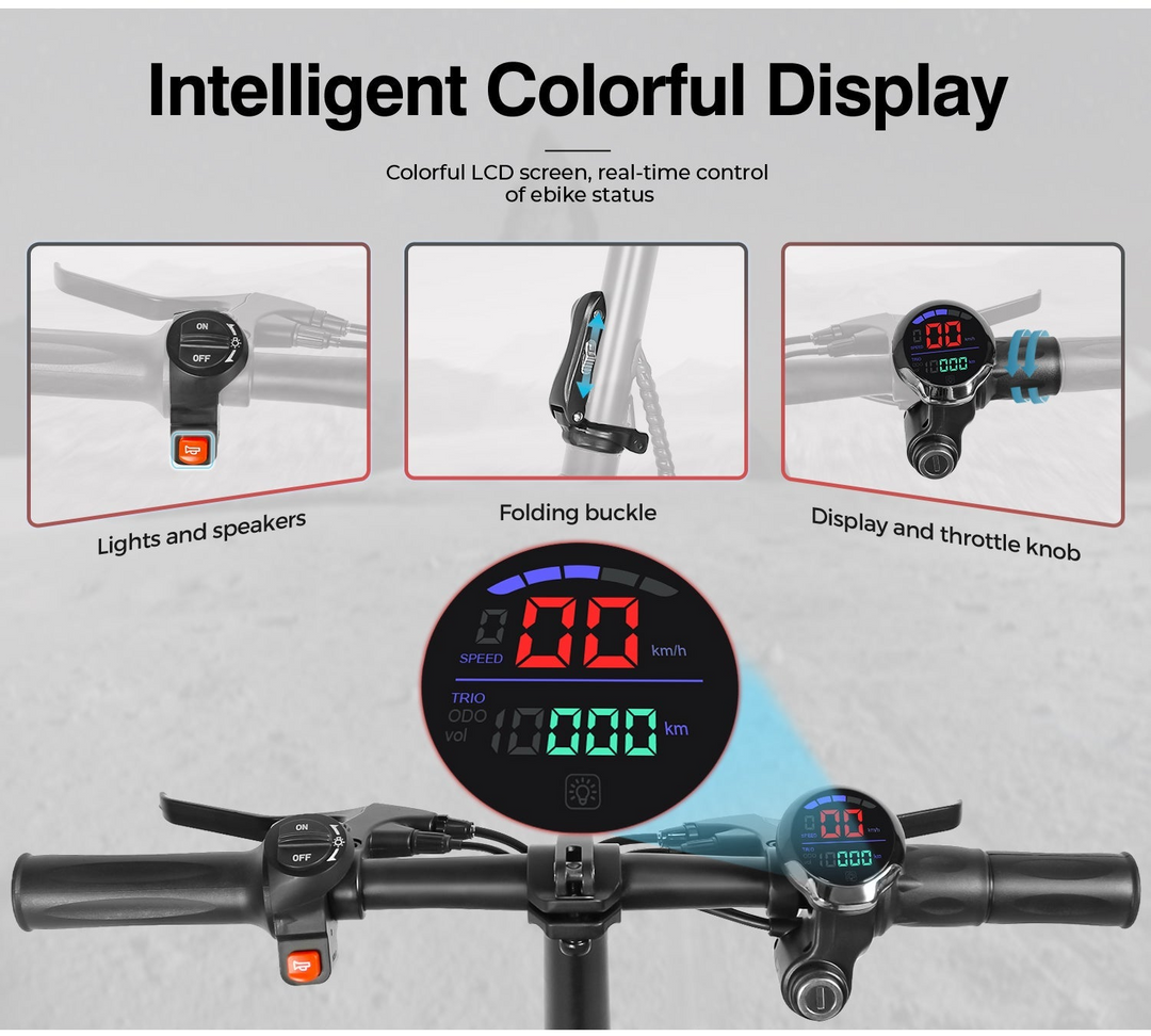 Samebike SM-C01 Foldable Electric Scooter with Seat and Colorful LCD Display