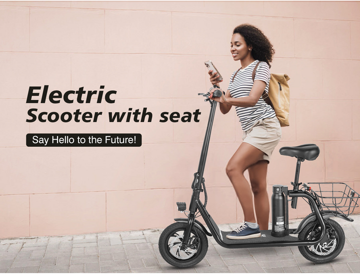 Samebike SM-C01 Foldable Electric Scooter with Seat and Colorful LCD Display