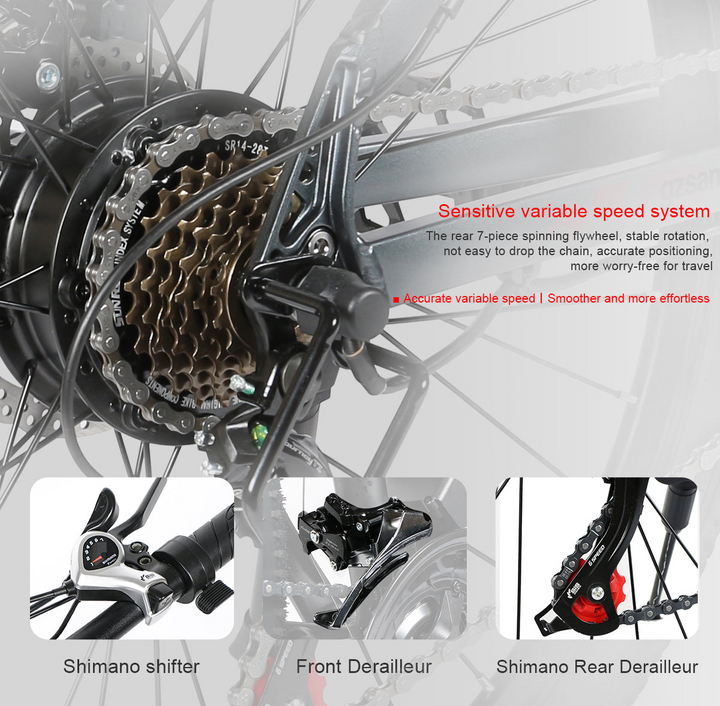 Samebike SY26-II Mountain Electric Bike with 7-Speed Rear Flywheel and Stable Drivetrain
