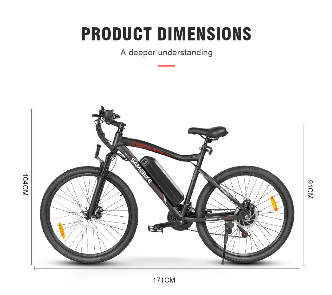 Samebike SY26-II Mountain Electric Bike with 7-Speed Rear Flywheel and Stable Drivetrain