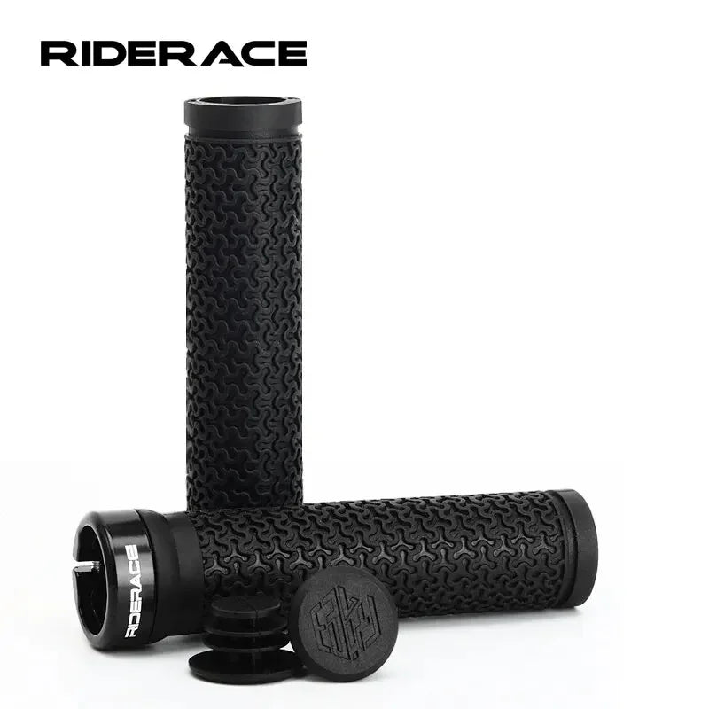 BKPTX MTB Handlebar Grips - Single-Sided Locking Aluminum Alloy Design - Non-Slip Soft Rubber Bike Grips for Mountain &amp; Road Bikes (13.5cm)