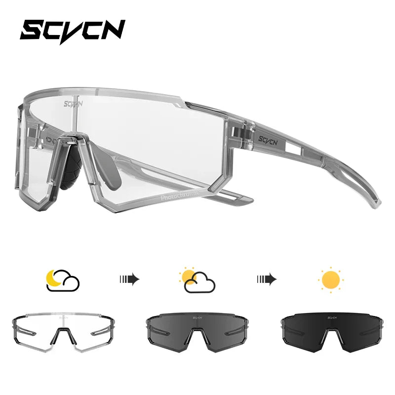 SCVCN S1411 Professional Cycling Sunglasses - UV400 Protection Wide View Eyewear - Lightweight TR-90 Sports Glasses for MTB &amp; Road Biking
