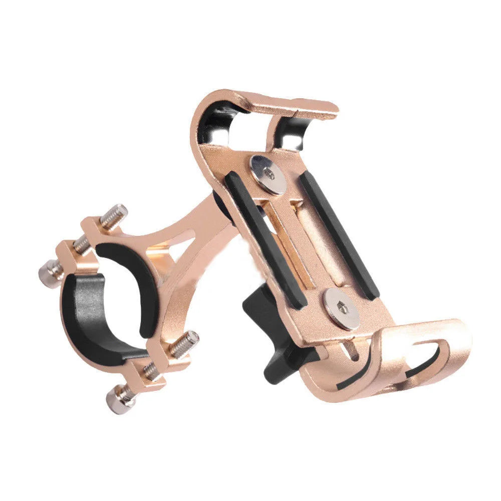 Universal Aluminum Alloy Bike Phone Holder - Anti-Slip Mechanical Lock Mount - Metal Motorcycle GPS Clip for 4.0"-6.5" Smartphones