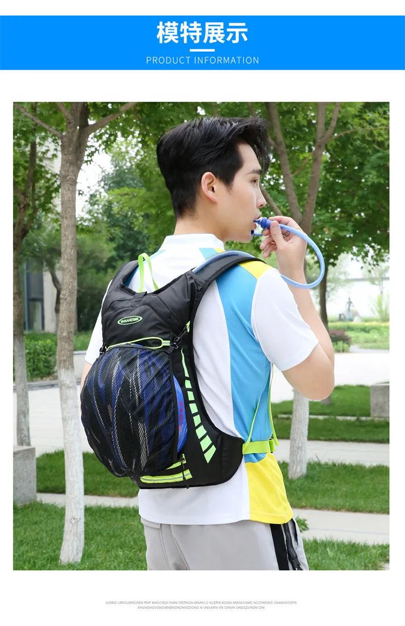 YIYUEQIANLI 12L Outdoor Cycling Backpack - Lightweight Waterproof Nylon Daypack - Reflective Sport Bag for Running, Hiking &amp; Camping