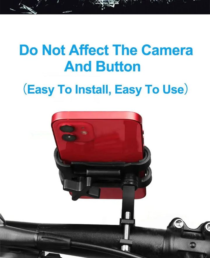 Universal Aluminum Alloy Bike Phone Holder - Anti-Slip Mechanical Lock Mount - Metal Motorcycle GPS Clip for 4.0"-6.5" Smartphones