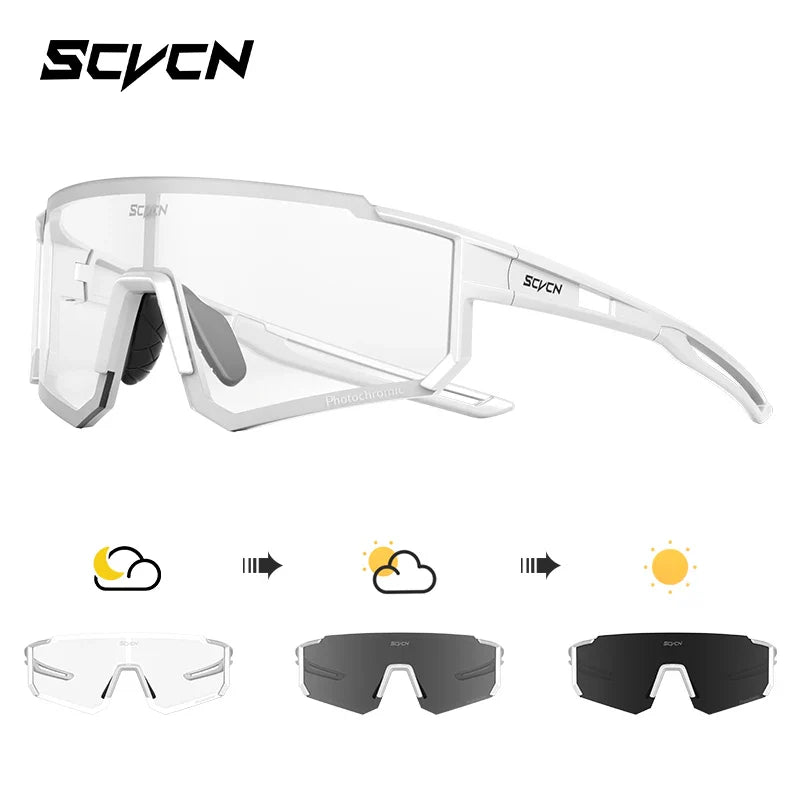 SCVCN S1411 Professional Cycling Sunglasses - UV400 Protection Wide View Eyewear - Lightweight TR-90 Sports Glasses for MTB &amp; Road Biking