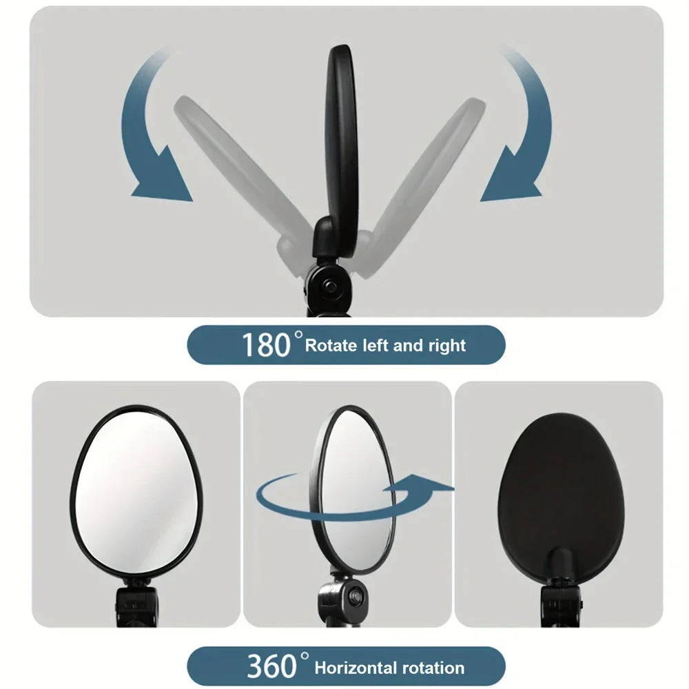 2PCS Universal Bicycle Rearview Mirror - 360° Rotatable Convex HD Mirror - Wide Angle Safety Reflector for MTB, Road Bike &amp; E-Bike